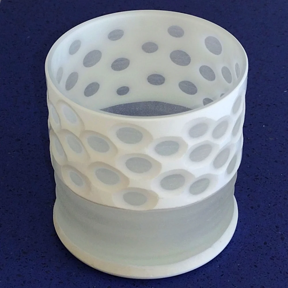Lambert White Glass Acid Etched Candle Holder